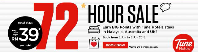 Tune Hotels - 72 Hour Sale