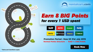 rentalcars.com - earn 8 BIG Points for every 1 USD spent